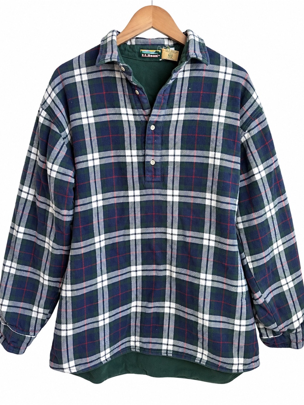 Vintage 1980’s L.L. Bean Double-Lined Reversible Heavy Flannel Pullover Med Tall